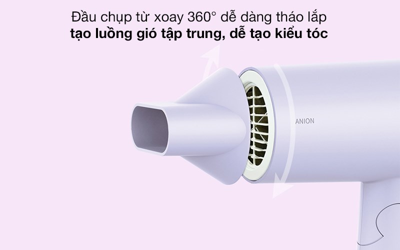 Máy sấy tóc Flyco FH6277VN được tích hợp đầu sấy giúp tạo hướng gió tập trung, hỗ trợ sấy tóc hiệu quả