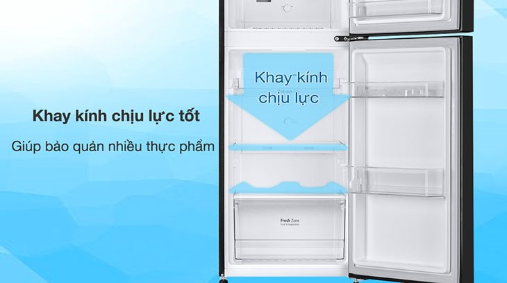 Tủ lạnh LG Inverter 217 Lít GV-B212WB sử dụng khay ngăn kính cường lực, chịu lực tốt, giúp an tâm khi bảo quản số lượng lớn thực phẩm Tủ lạnh LG Inverter 217 Lít GV-B212WB sử dụng khay ngăn kính cường lực, chịu lực tốt, giúp an tâm khi bảo quản số lượng lớn thực phẩm