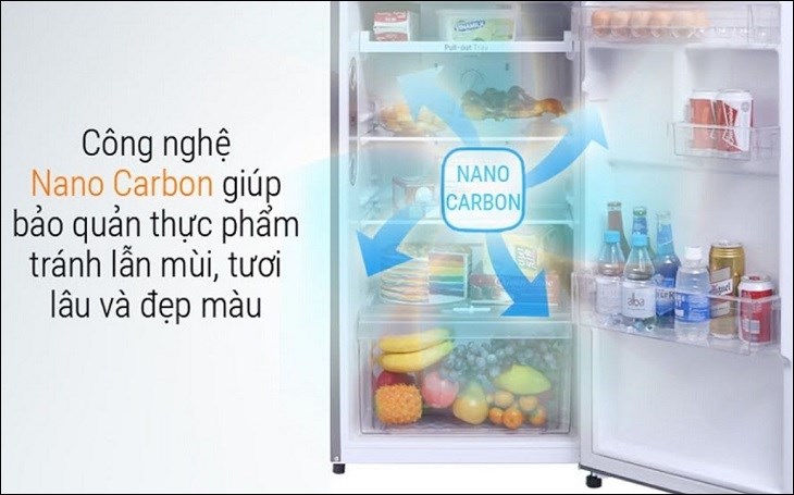 Công nghệ khử mùi Nano Carbon trên tủ lạnh LG giúp cho thực phẩm duy trì được chất dinh dưỡng và độ tươi ngon thực phẩm tốt hơn