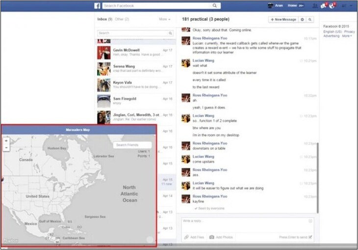 Cài đặt ứng dụng Marauder's Map giúp bạn biết được vị trí của người khác trên Messenger