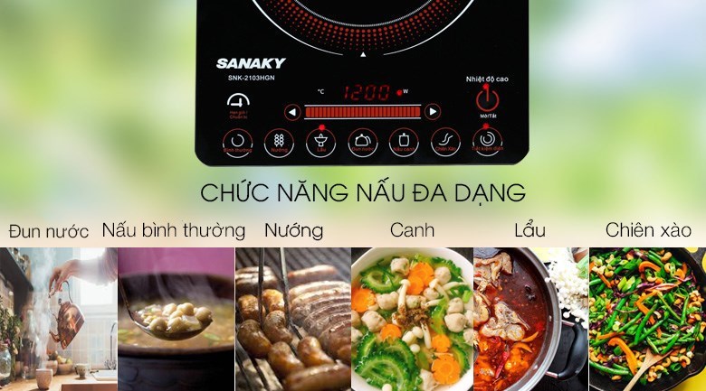 Bếp hồng ngoại Sanaky SNK-2103HGN được tích hợp chế độ nấu nước giúp người dùng tiết kiệm thời gian