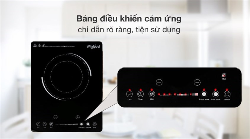 Bếp hồng ngoại Whirlpool ACT209/BLV có thể nướng đồ ăn nhờ có chế độ nướng tiện dụng 