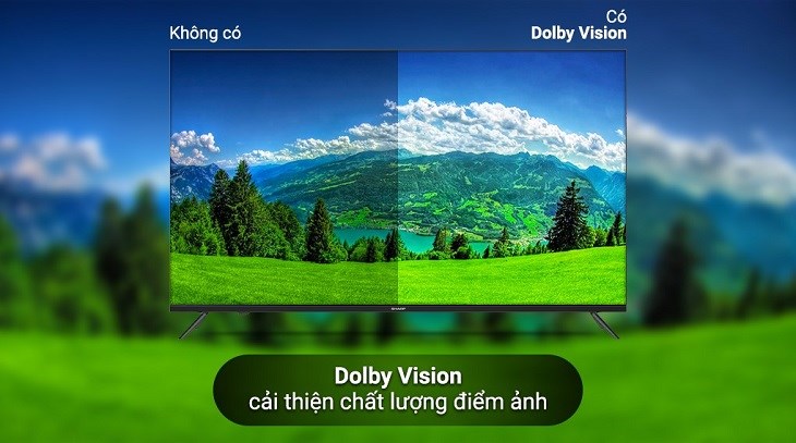 Công nghệ Dolby Vision tăng cường điểm ảnh trên Android Tivi Sharp 4K 55 inch 4T-C55EK2X