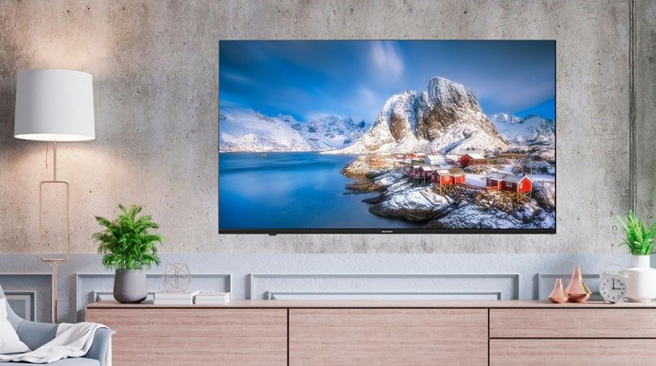 Android Tivi Sharp 4K 50 inch 4T-C50EK2X có kích cỡ màn hình 50 inch, phù hợp với phòng có diện tích nhỏ và vừa