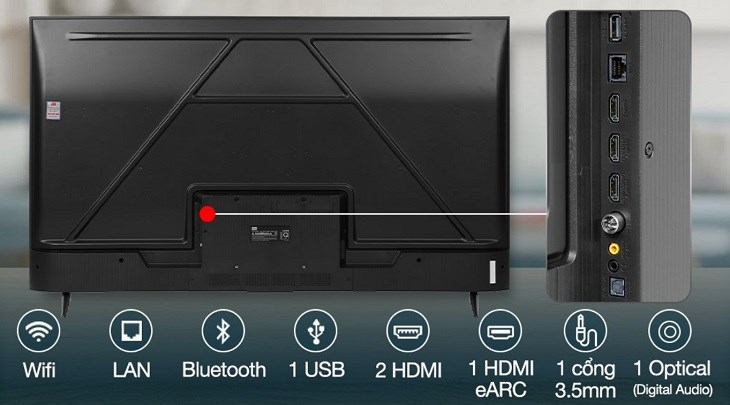 Google Tivi TCL 4K 50 inch 50P635 trang bị nhiều cổng kết nối tiện lợi cho việc ghép nối thiết bị khác để giải trí