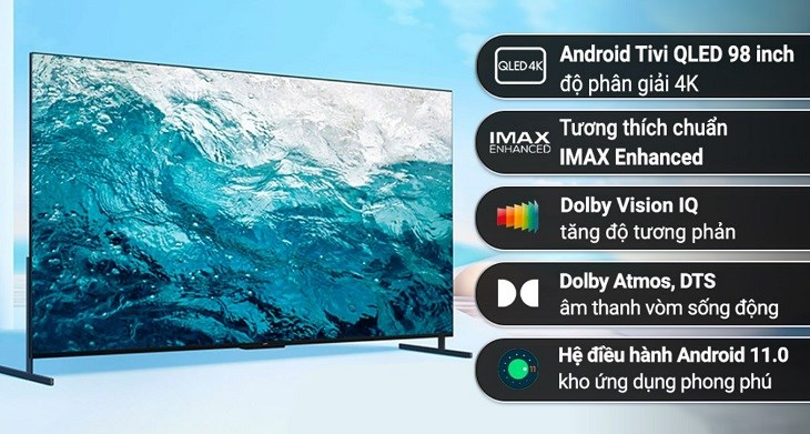 Android Tivi QLED TCL 4K 98 inch 98C735 có kích thước 98 inch và được trang bị nhiều công nghệ tiên tiến, giúp nâng cao sự trải nghiệm cho người dùng