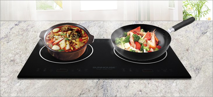 Nên tắt bếp hồng ngoại đôi lắp âm Sunhouse SHB9112MT vài phút trước khi kết thúc quá trình đun nấu