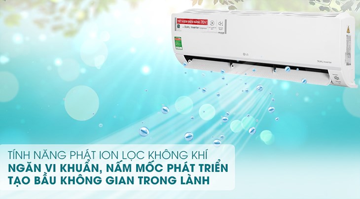 Máy lạnh LG Inverter 2 HP V18API1 đem đến không khí trong lành, tốt cho sức khỏe với tính năng phát ion lọc không khí