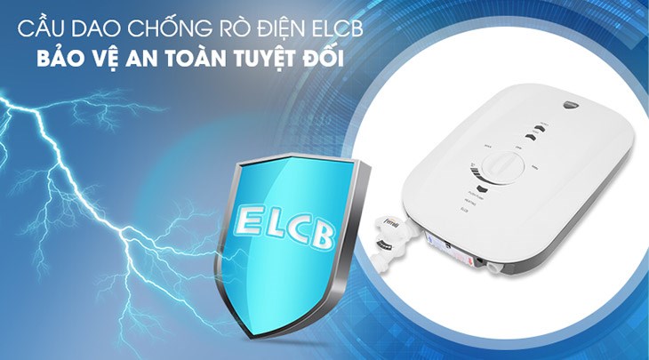 Máy nước nóng trực tiếp Ferroli 4500W MIDO-MSP 4.5S đảm bảo an toàn về điện nhờ trang bị hệ thống cầu dao chống rò rỉ điện ELCB