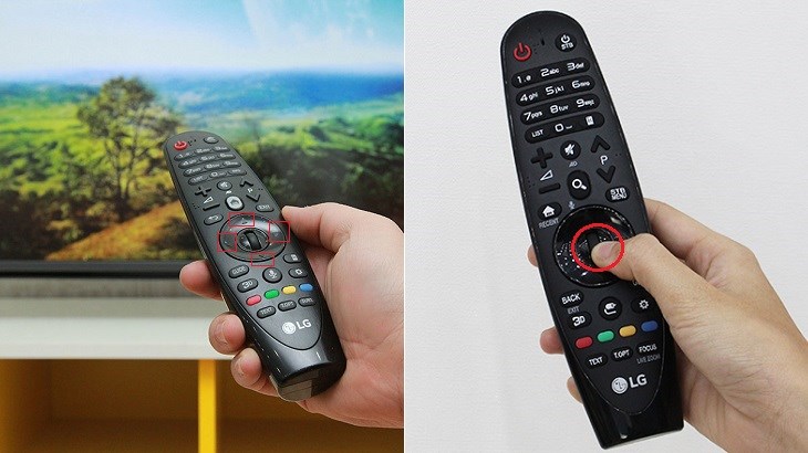 Sử dụng nút điều hướng và nút con lăn trên remote để chọn ứng dụng muốn mở trên tivi LG