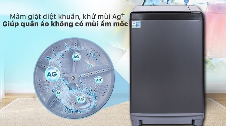 Máy giặt Aqua 12 kg AQW-FW120GT.BK diệt khuẩn, khử mùi tối ưu cùng mâm giặt được tích hợp Nano Ag+