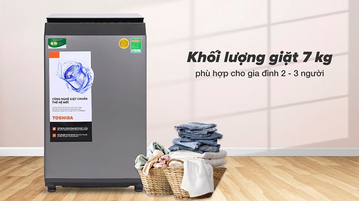 Máy giặt Toshiba 7 Kg AW-L805AV (SG) có khối lượng giặt 7 kg phù hợp cho gia đình 2 - 3 người