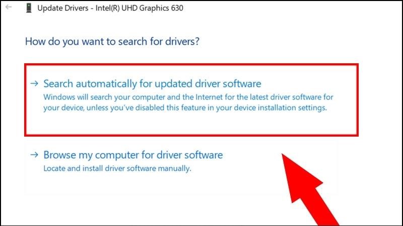 Chọn Search automatically for updated driver software