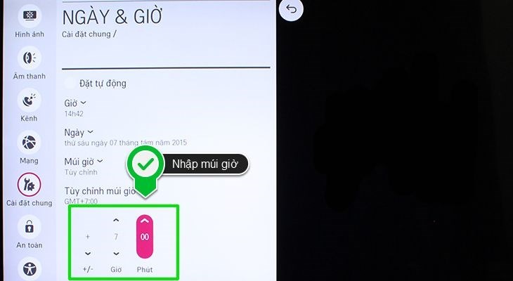 cài đặt thời gian chính xác smart tivi lg