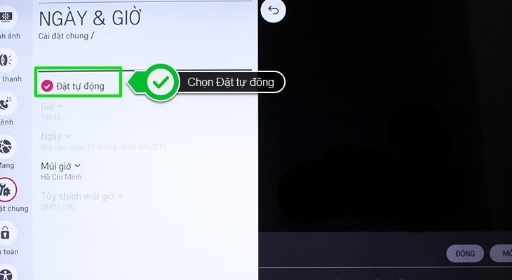 thiết lập thời gian smart tivi lg webos tự động