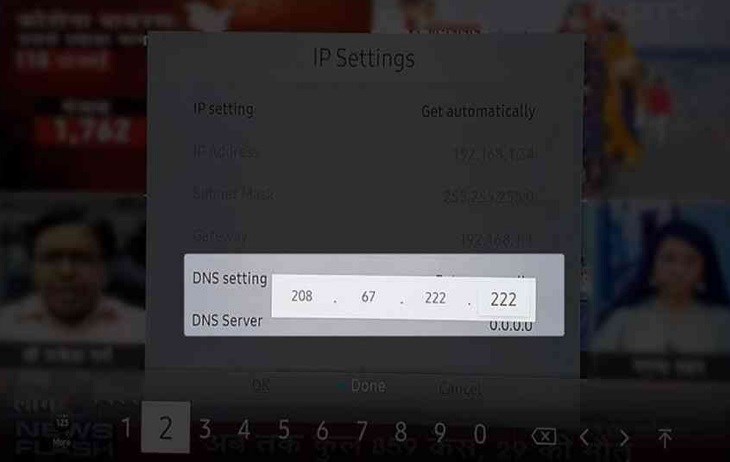 Thiết lập địa chỉ mục DNS trên tivi Samsung để khắc phục lỗi 105