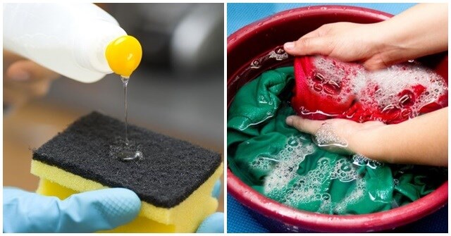 Sử dụng nước rửa chén có thể tẩy nhanh các vết mực cứng đầu hiệu quả