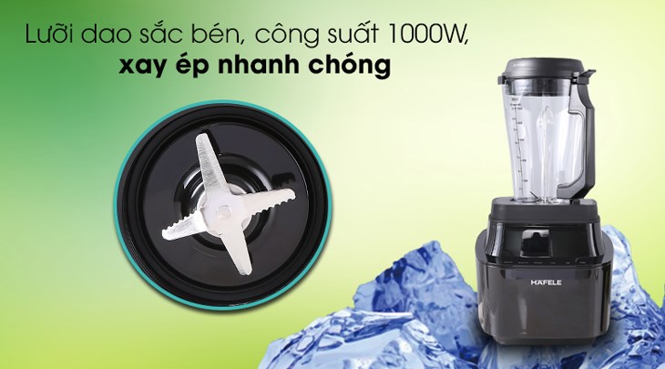 Máy xay sinh tố đa năng chân không Hafele BR230-19E00 (535.43.271) sử dụng lưỡi dao sắc bén cùng công suất 1000W, giúp bạn xay nhuyễn thực phẩm nhanh chóng