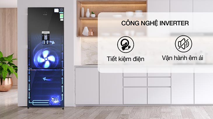 Tủ lạnh Electrolux Inverter 308 lít EBB3462K-H cũ mang lại hiệu quả tiết kiệm điện với công nghệ Inverter