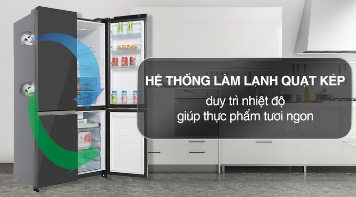 Tủ lạnh Hitachi Inverter 569 lít R-WB640PGV1 GMG trang bị hệ thống làm lạnh kép giúp bảo quản thực phẩm toàn diện và giảm thiểu lẫn mùi hôi đáng kể