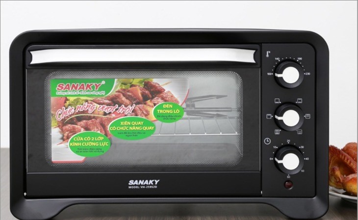 Lò nướng Sanaky VH259S2D 25 lít có công suất 1380W giúp thực phẩm mau chín