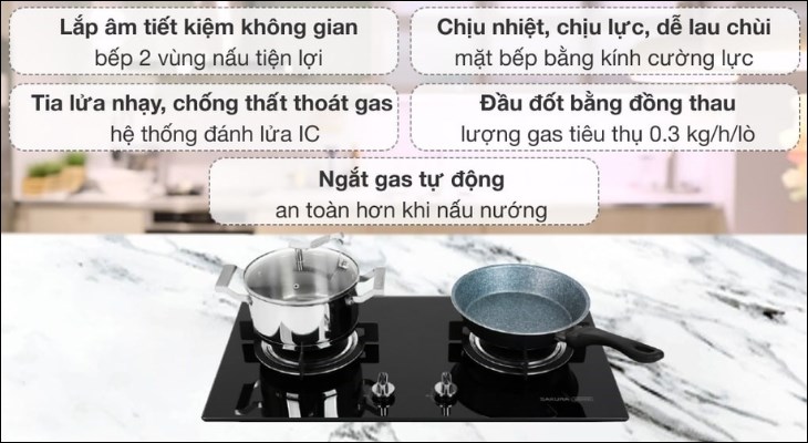 Bếp gas âm Sakura SG-2525GB là sản phẩm chất lượng đến từ thương hiệu Sakura uy tín