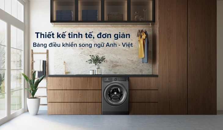 Máy giặt Electrolux Inverter 10 kg EWF1024M3SB có kiểu thiết kế tinh giản, đậm phong cách châu Âu