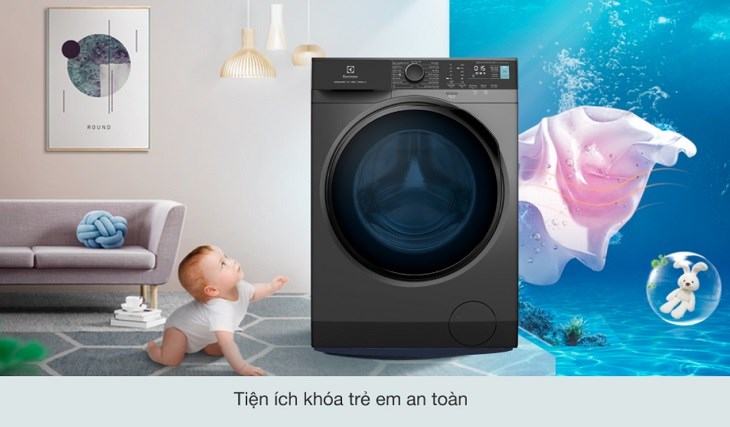 Chức năng Khóa trẻ em được tích hợp trên máy giặt Electrolux Inverter 8 kg EWF8024P5SB phù hợp cho gia đình có trẻ nhỏ sử dụng