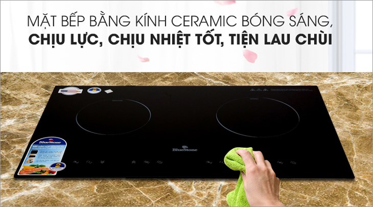 Mặt bếp từ hồng ngoại lắp âm Bluestone ICB-6811 làm bằng kính Ceramic siêu bền tốt, chống trầy hiệu quả, sáng bóng, dễ chùi rửa, giữ bếp luôn mới