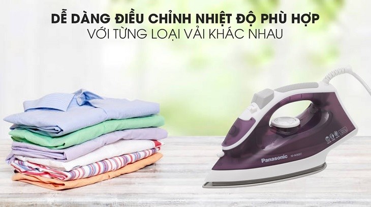 Bàn ủi hơi nước Panasonic NI-M300TVRA 1800W dễ dàng điều chỉnh nhiệt độ ủi thích hợp với từng loại quần áo 