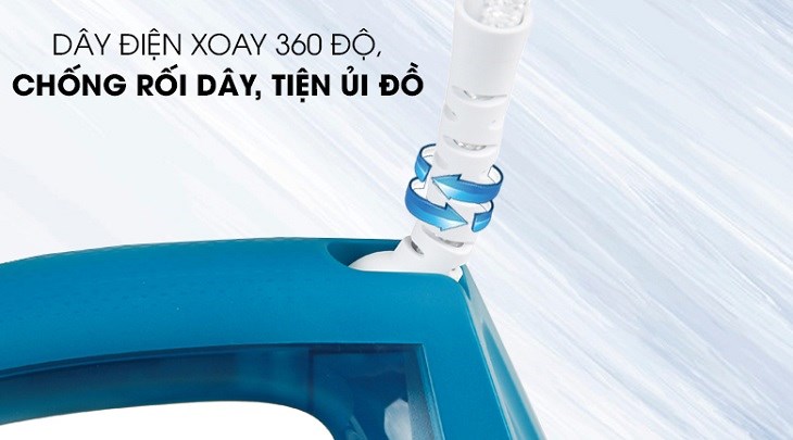 Bàn ủi hơi nước Philips GC1756 2000W sở hữu dây điện dài, xoay 360 độ sử dụng thật linh hoạt