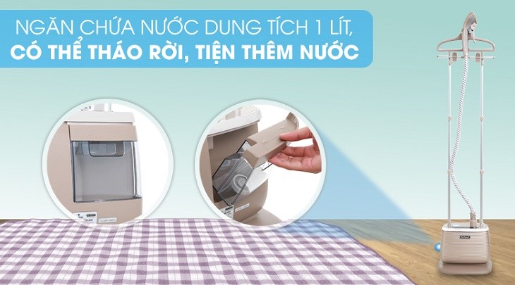 Bàn ủi hơi nước đứng BlueStone GSB-3951 1900W sở hữu dung tích bình chứa nước 1 lít cho thời gian là ủi liên tục khoảng 30 phút