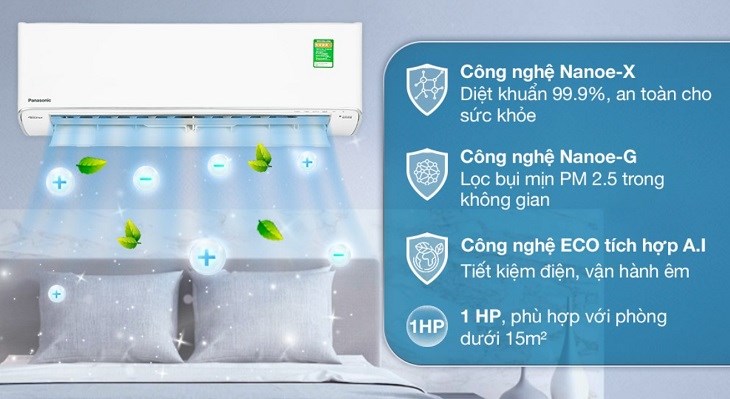 Máy lạnh Panasonic Inverter 1 HP CU/CS-XU9XKH-8 có thời gian bảo hành chính hãng 1 năm