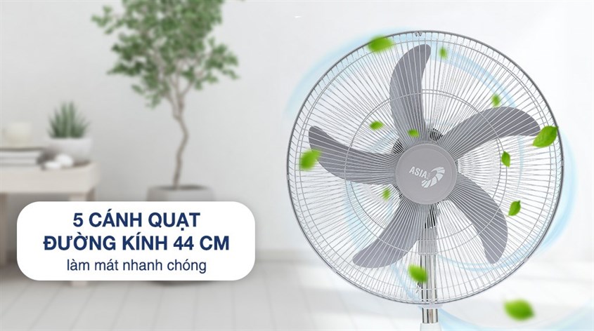 Quạt đứng Asia 5 cánh VY539790 55W có thiết kế nhỏ gọn, kiểu dáng đẹp mắt tăng tính thẩm mỹ cho không gian