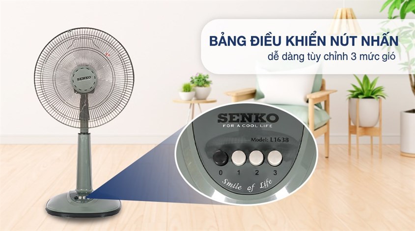 Quạt lửng Senko 3 cánh L1638 47W vận hành êm ái với động cơ bạc thau được làm từ chất liệu 100% dây đồng, bền bỉ, ít hao mòn