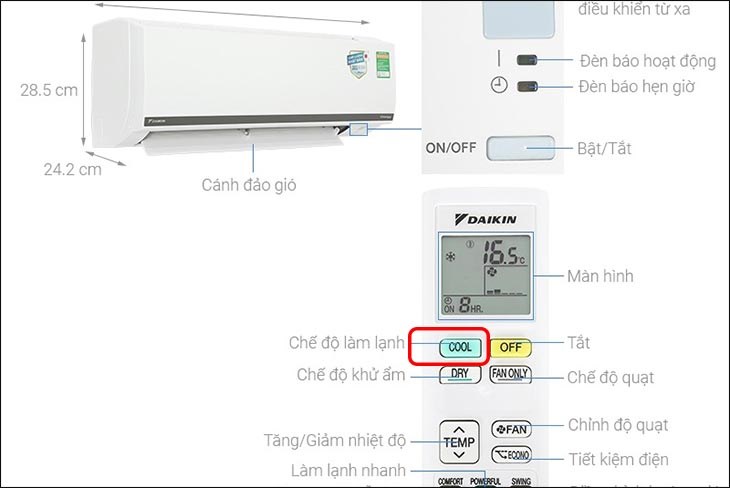 COOL là chế độ làm mát nhanh chóng trên điều hòa