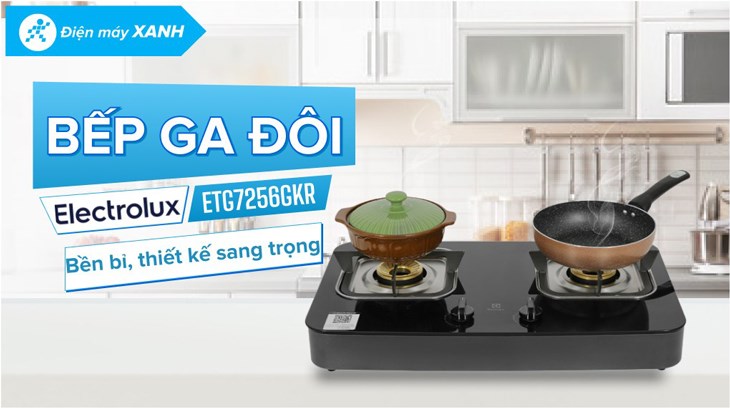 Bếp ga đôi Electrolux ETG7256GKR có mặt bếp được vát bằng với thân bếp tạo nên tổng thể gọn gàng, vuông vức và độc đáo Bếp ga đôi Electrolux ETG7256GKR có mặt bếp được vát bằng với thân bếp tạo nên tổng thể gọn gàng, vuông vức và độc đáo