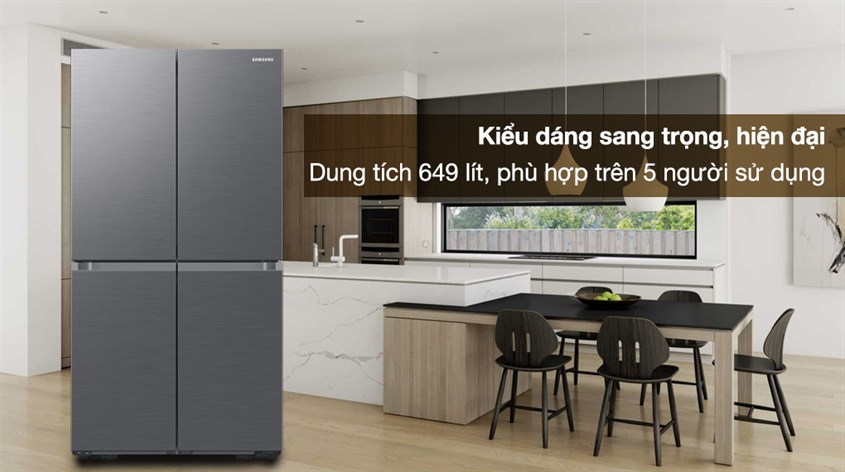 Tủ lạnh được sở hữu thiết kế hình khối cùng các đường sắc nét