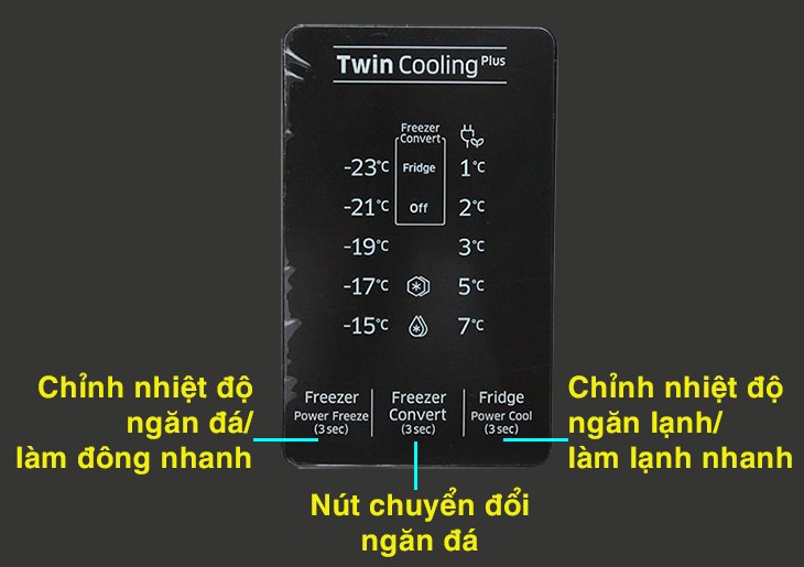 Giao diện bảng điều khiển tủ lạnh Samsung Twin Cooling Plus