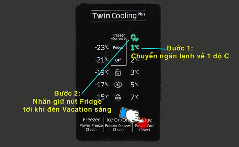 Nếu bạn có ý định không sử dụng tủ lạnh một thời gian dài khi đi xa, hãy sử dụng chế độ Vacation để tắt ngăn mát