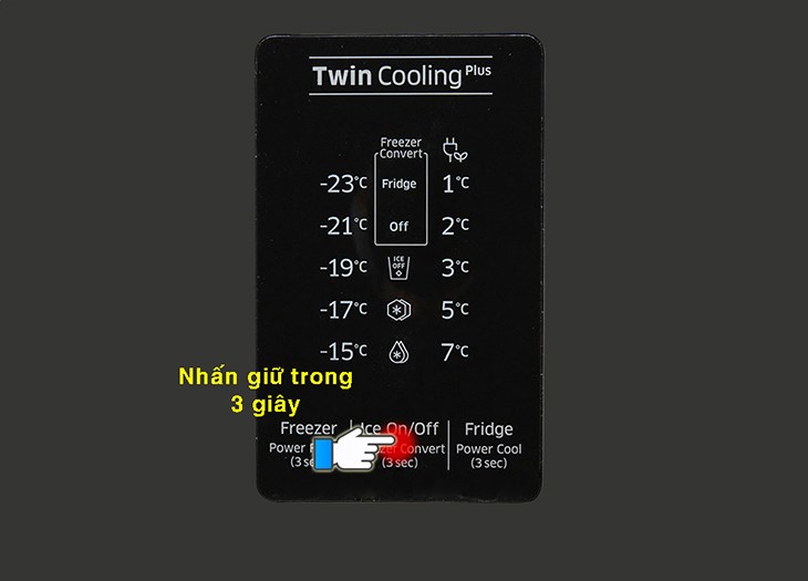 Nhấn và giữ Freezer Convert (chuyển đổi ngăn đá) trong 3 giây để chuyển sang chế độ lựa chọn