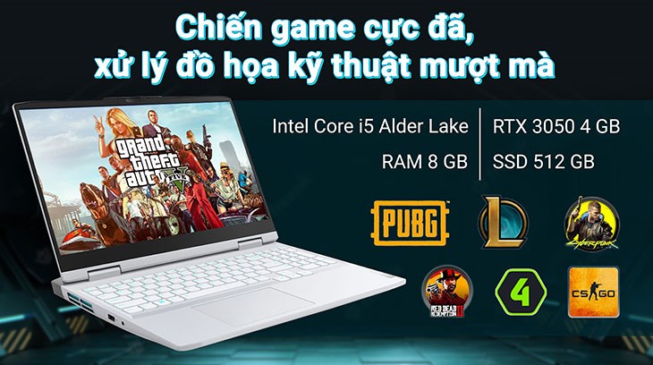 Laptop Lenovo Ideapad Gaming 3 15IAH7 i5 sử dụng con chip CPU Intel Core i5 Alder Lake 12500H xử lý mọi tựa game mượt mà và nhanh chóng