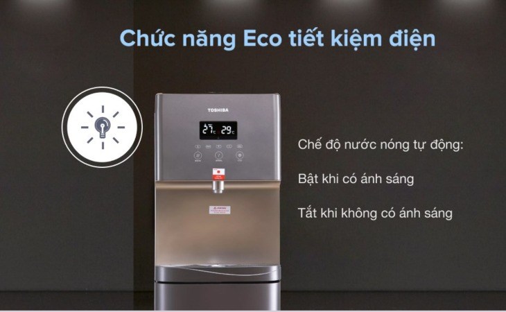 Cây nước nóng lạnh Toshiba RWF-W1830UVBV(T) 650W có chế độ Eco, giúp tiết kiệm điện năng tối ưu