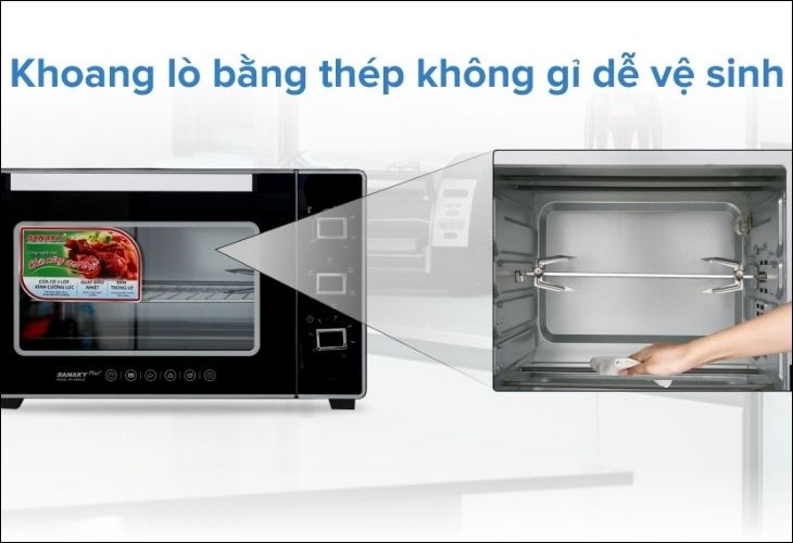 Lò nướng Sanaky VH5099S2D 50 lít có khoang lò bằng thép không gỉ vừa an toàn vừa dễ vệ sinh