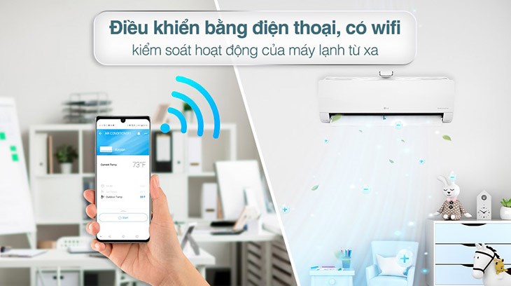 Điều hòa LG Inverter 1 HP V10APFP điều khiển bằng điện thoại có wifi giúp kiểm soát mọi hoạt động từ xa tiện lợi