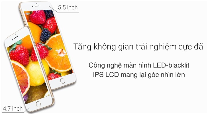 Màn hình LED-backlit cùng công nghệ tấm nền IPS trên iPhone 6s Plus