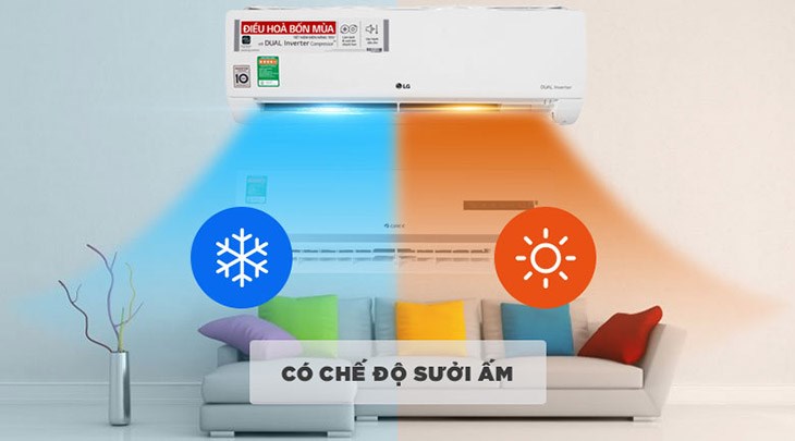 Điều hòa 2 chiều LG Inverter 1 HP B10END vừa làm mát, vừa sưởi ấm hiệu quả