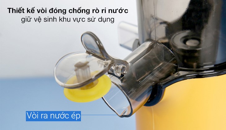 Máy ép chậm AVA JR-319 được thiết kế vòi đóng, giúp chống rò rỉ nước ép ra mặt bàn