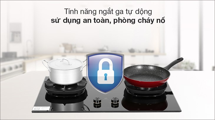 Bếp ga âm Electrolux EHG8251BC được trang bị tính năng ngắt ga tự động giúp phòng tránh cháy nổ, an toàn khi sử dụng