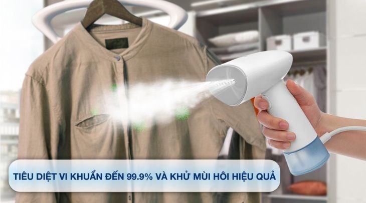 Bàn ủi hơi nước cầm tay Philips STH1000/10 980W không chỉ giúp đồ được là phẳng nếp nhăn mà còn giúp diệt vi khuẩn đến 99.9%